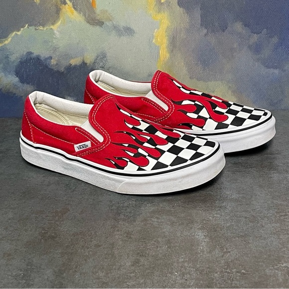Vans Slip On Blood Drip Red Checkered Skateboarding Women's Sneaker Size 7 - Picture 1 of 16